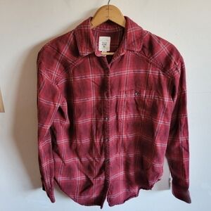Billabong Flannel Plaid Button Down Cotton Red S Small